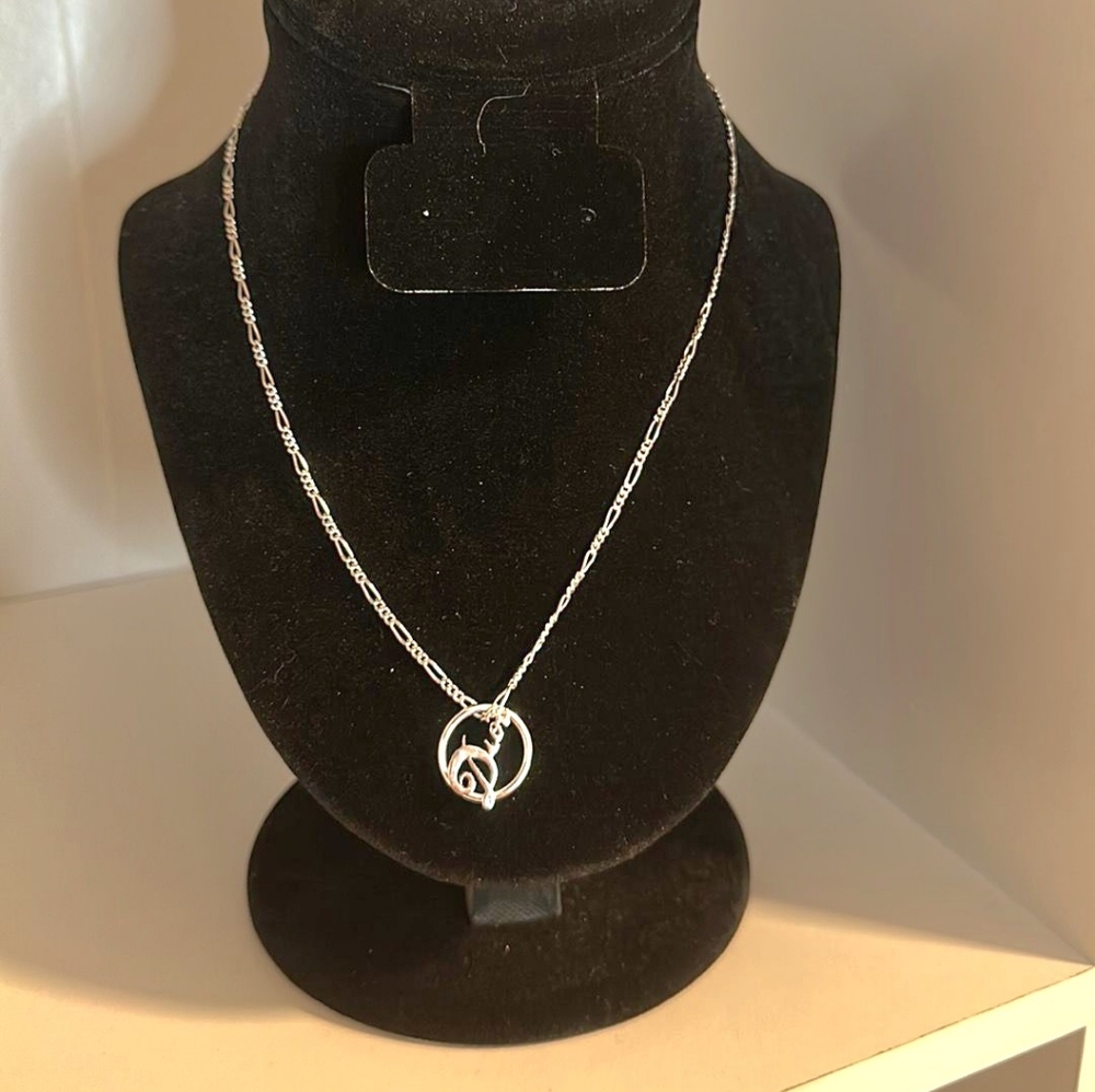 Dior silver cursive logo necklace
